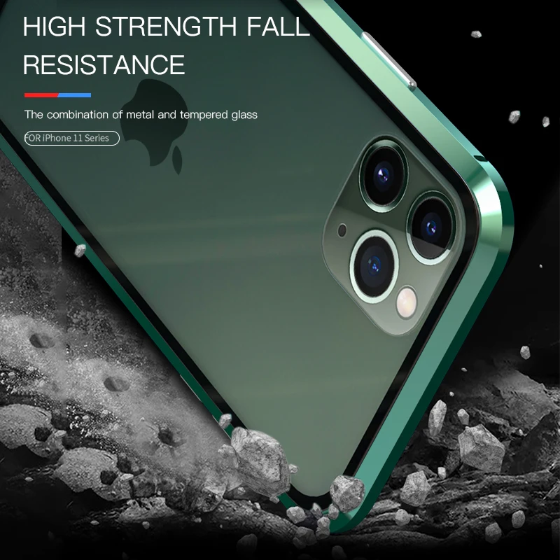 LUPHIE, Магнитный чехол на 360 градусов для iPhone 11 Pro Max, чехол, передний и задний стеклянный чехол для iPhone 11 pro Max, Магнитный чехол