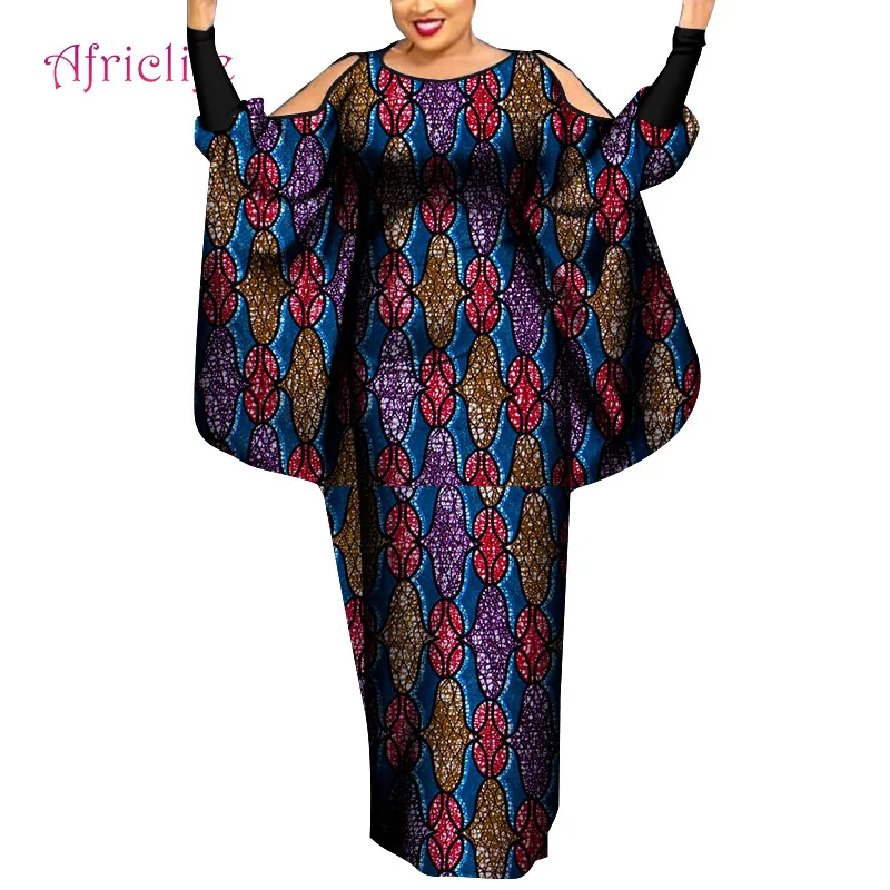Africain Femme Print Dashiki Clothes Plus Size Women Dress Batwing Sleeve Ankara Lady Party Clothings WY8936