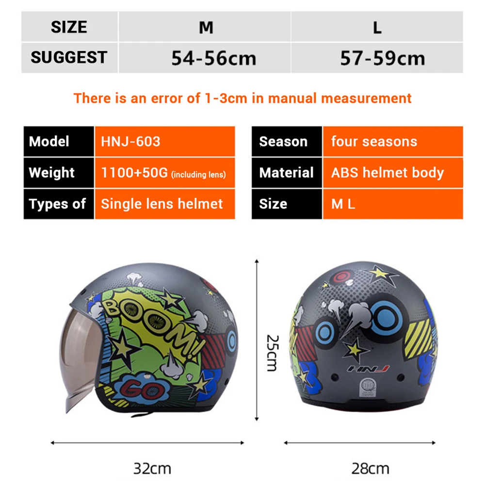 Мотоциклетный шлем с открытым лицом для мужчин на 4 сезона Cascos Para Moto классический