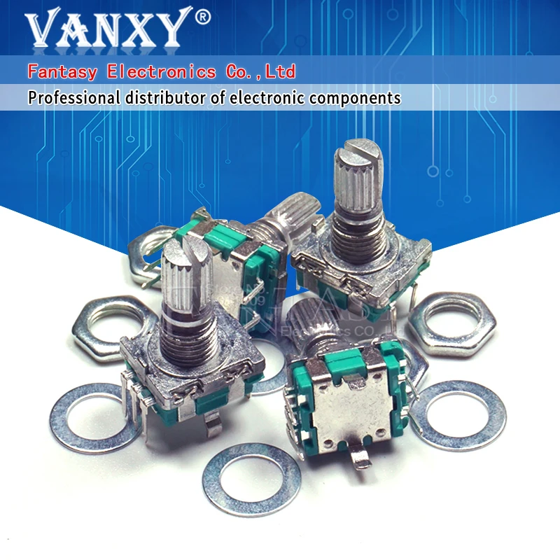 

Переключатель кодирования поворотного энкодера с ручкой сливы 15 мм, цифровой потенциометр с переключателем 5 Pin, 5 шт.