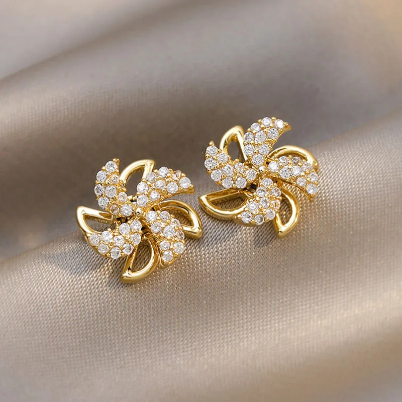 

Rotating Windmill Earrings Femininity High Grade Sense Micro-zircon Earrings New 2021 Fashion Web Celebrity Earrings