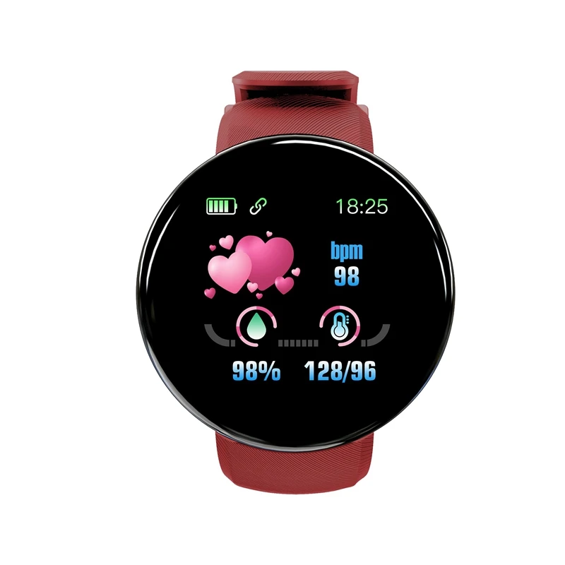 Умные часы D18 с Bluetooth для мужчин и женщин круглые тонометром водонепроницаемый