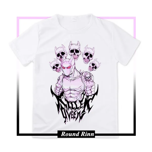 Футболка с принтом Необычные приключения Джоджо белый топ короткими рукавами