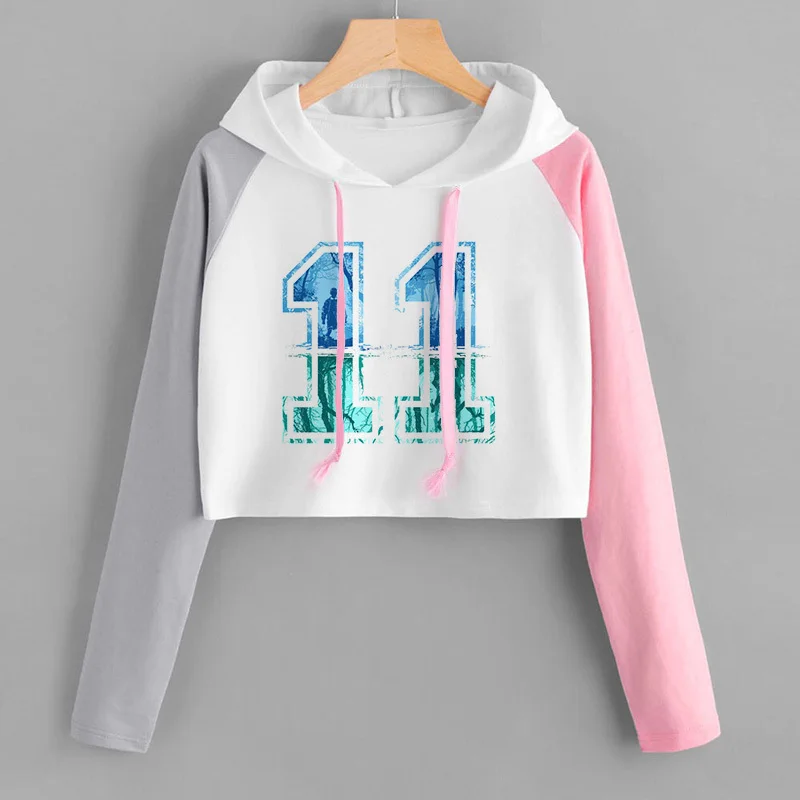 Женская толстовка Stranger Things пикантная черная короткая с высокой талией