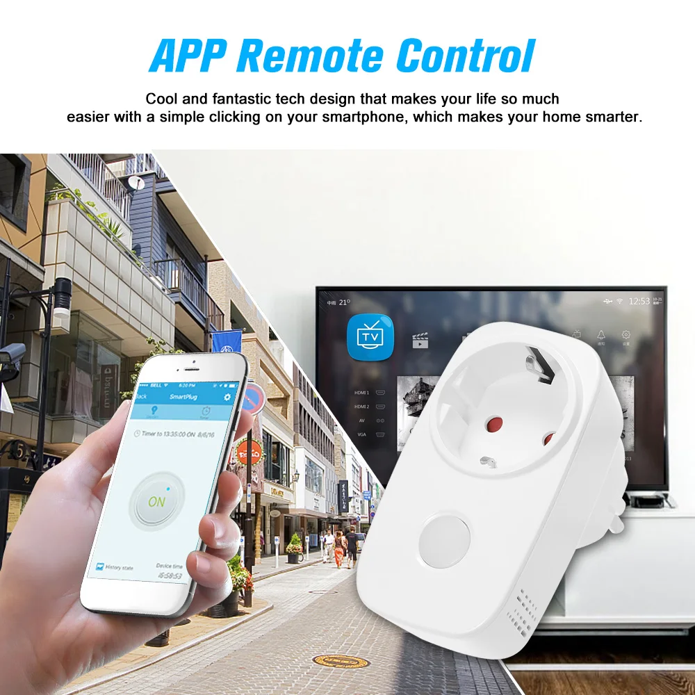 Умная розетка с Wi Fi функцией таймера и голосовым управлением совместима Google
