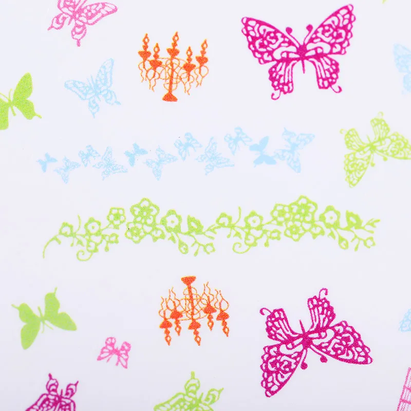 Цветочные смешанные узоры 3D наклейки для ногтей самоклеющиеся клейкий