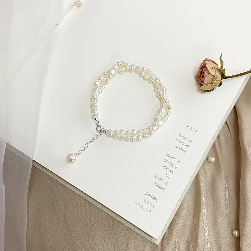 Женский браслет из серебра 925 пробы с натуральным пресноводным жемчугом |