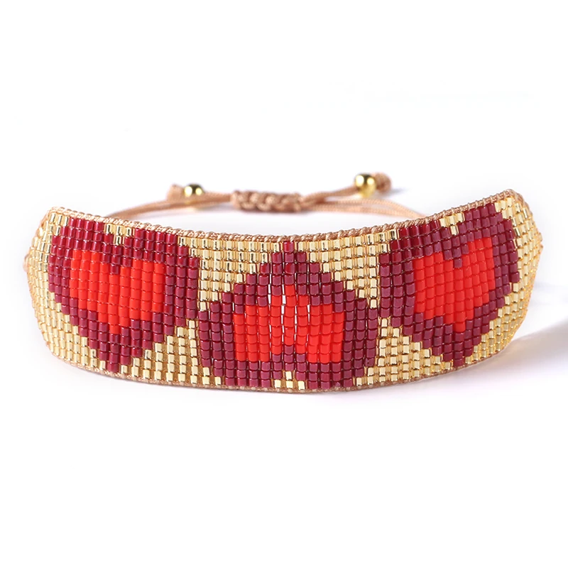 

BLUESTAR Boho MIYUKI Bead Bracelet For Women Heart KISS Letter Pulseras Mujer Moda Chic Handmade Jewelry Armband