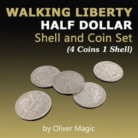 walking liberty half dollar shell and coin set 4 coins 1 shell oliver magic close up magic tricks illusions gimmick coin magia