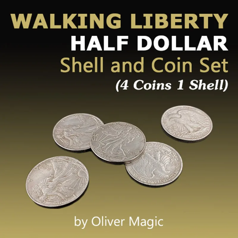 Walking Liberty набор с полудолларовой скорлупой и монетами (4 монеты 1 футляр) Оливер