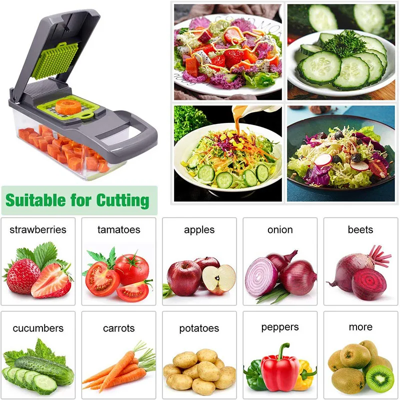 Vegetable Chopper Spiralizer Food Slicer Grinder Grater Cuber for Onion Carrot Cabbage Potato Garlic Tomato Kitchen Fruit Cutter | Дом и сад