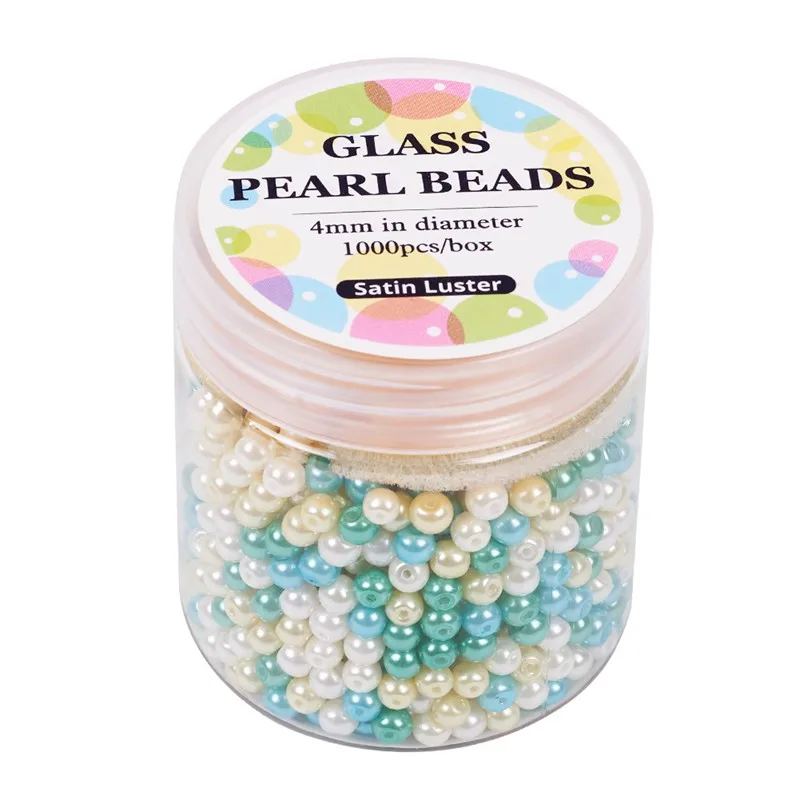 4~4.5mm Glass Pearl Loose Jewelry Bead Set Caramel Mix Environmental Round Dyed Mixed Color Hole: 0.7~1mm about 1000pcs/box. | Украшения и