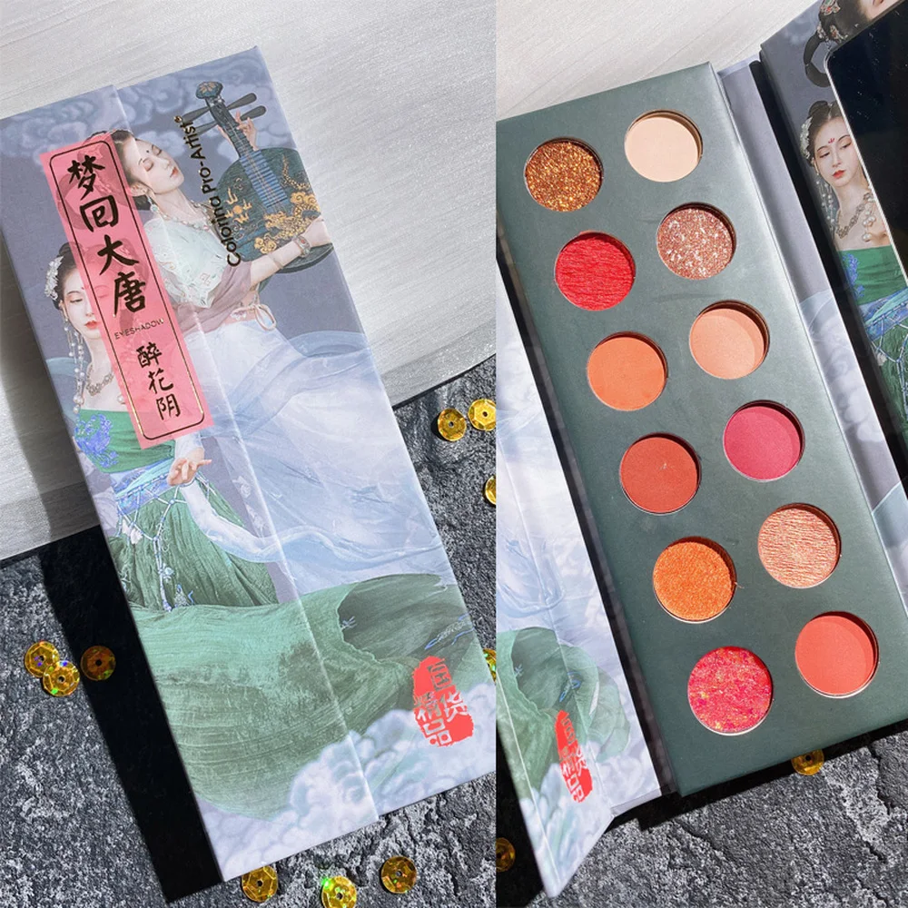 Тени для век в стиле династии Тан компактные ослепительные розовые жемчужные