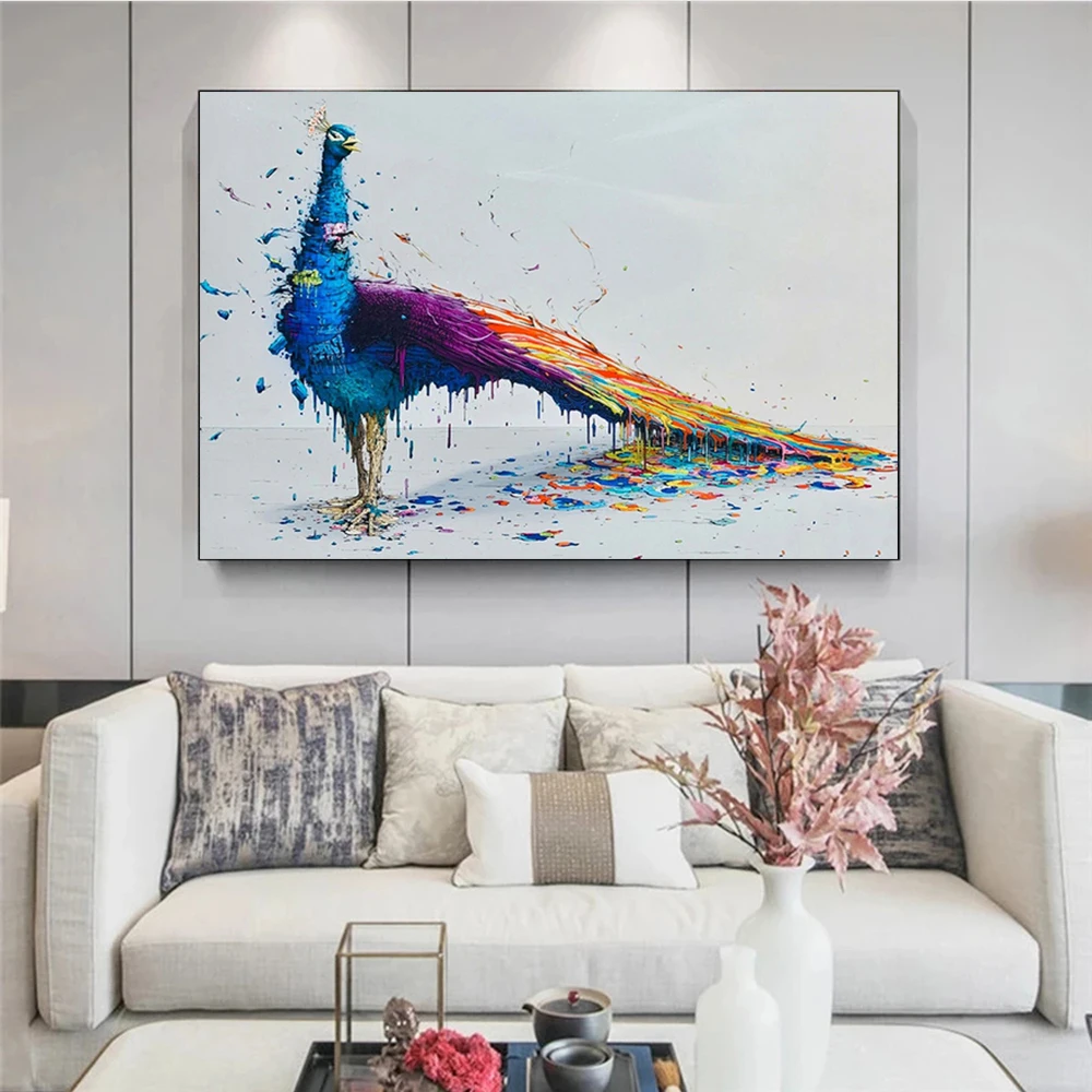 

Graffiti Watercolor Peacock Canvas Painting Animals Posters and Prints Home Decoration Wall Art Pictures for Living Room Cuadros