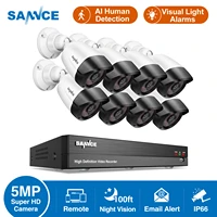 sannce 8ch 5mp n super hd video surveillance system dvr with 4x 8x 5mp bullet outdoor weatherproof cctv cameras kit ai detection