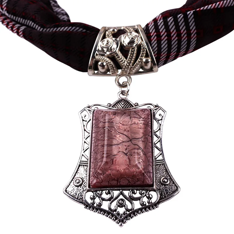 

RUNMEIFA Jewelry Statement Necklace chiffon Pendant Scarf Women Bohemia Neckerchief Foulard Femme Accessories Hijab Stores