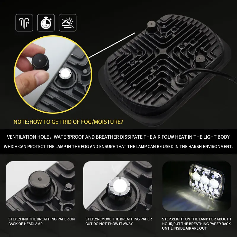 

500W Square 5X7 / 6X7 Inch Led Headlights 30000LM Led Sealed Beam Headlamp with High Low Beam Led Headlight for Jeep Wrangler YJ