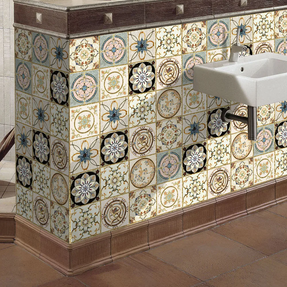 Обои самоклеющиеся Европейский стиль 20*500 см плитка художественная Наклейка на