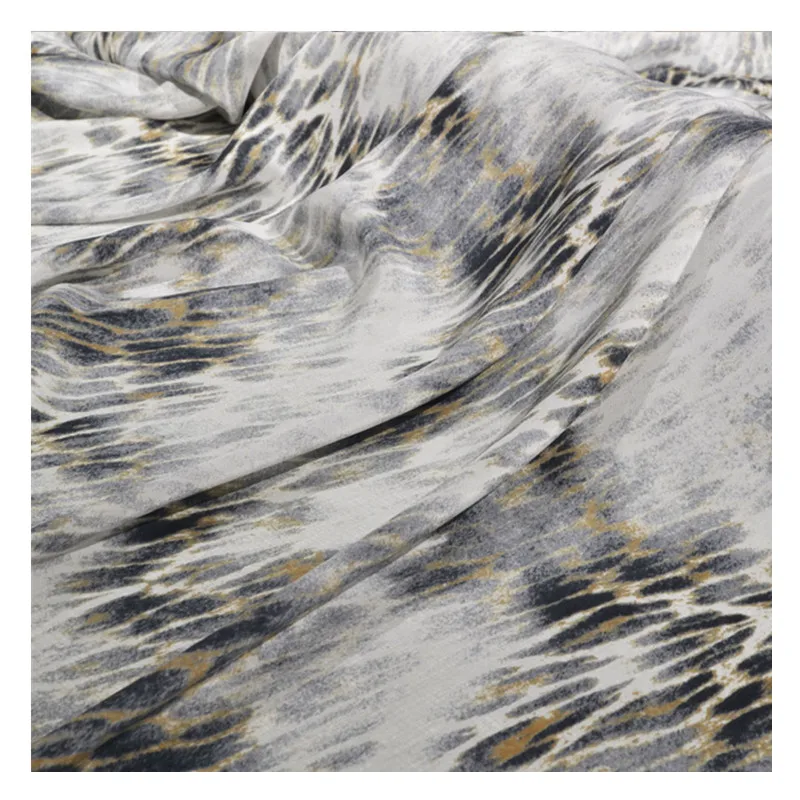 

Leopard print natural silk fabric crepe de chine silk fabric meter anti-wrinkle shirt dress crepe fabric wholesale silk cloth