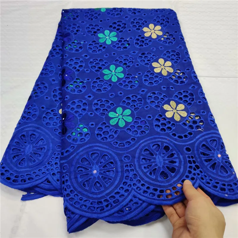 Желтая/белая африканская кружевная ткань из 100% хлопка швейцарская вуаль с