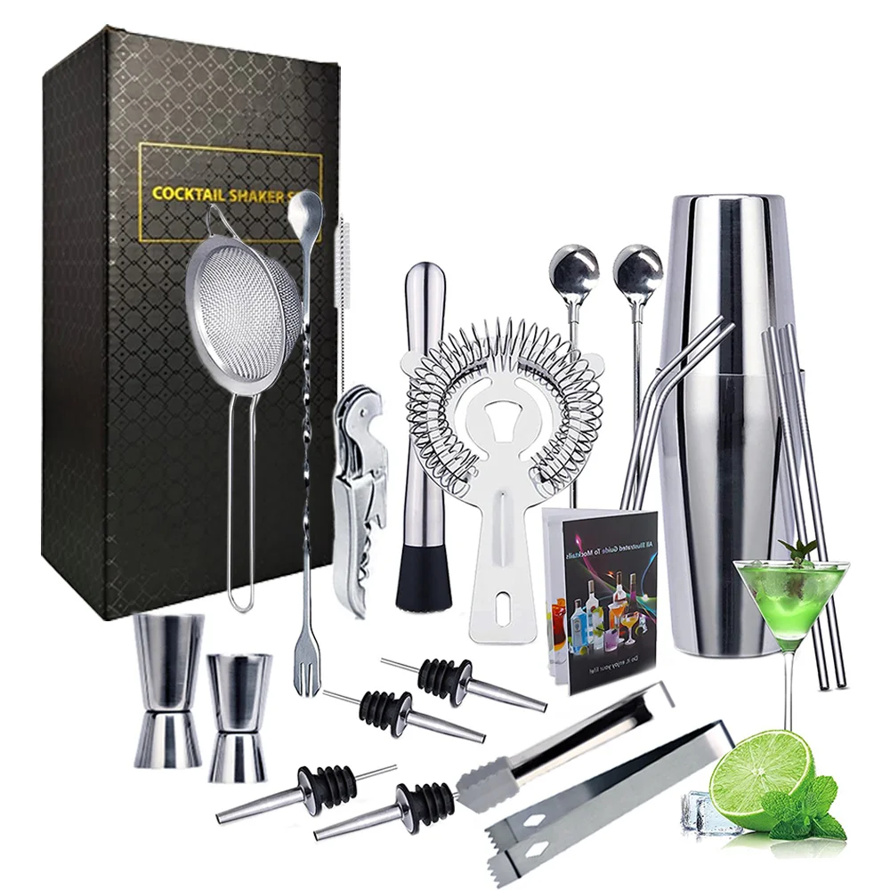 

Bartender Kit: 22-Piece Cocktail Shaker Set Stainless Steel Bar Tools Ideal As Gift Or For Home