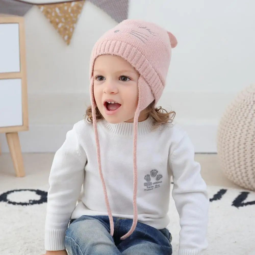 Новинка 2019 Детские осенне-зимние шапки с вертикальными ушками и мигающим