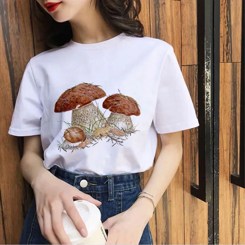 

Mushrooms Graphic T-Shirt Harajuku 2021 Women Hipster Tee Female Short Sleeve Tops Aesthetic Women Funny Girls Tshirt