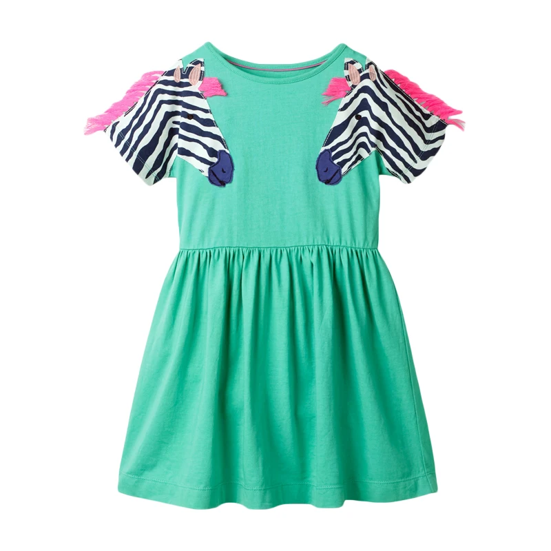 S0670 same picture Little maven Dress Baby Kids Girls Animal Butterfly Flower Dress Summer Toddler Girl's Fancy Elegant Dress Pocket Clothes - Цвет: S0670 same picture