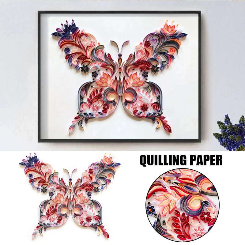 

Quilling Paper Painting Kit Butterfly Flower Art Decal DIY Wall Stickers for Kids Bedroom Kindergarten Home Decor AC889