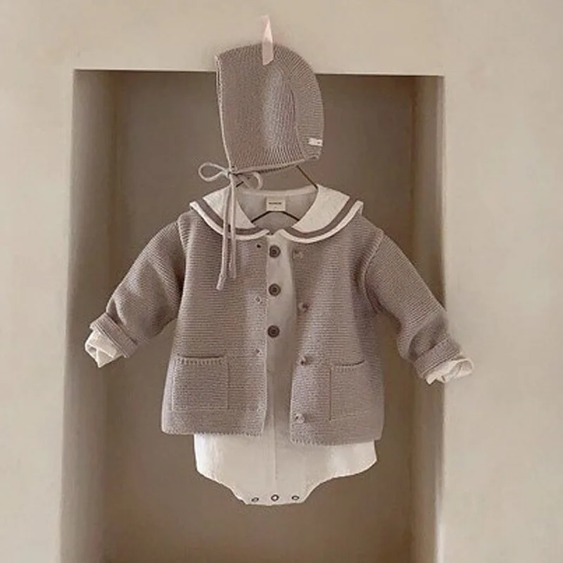 

Children's Clothing Spring round Neck Sweater Coat Small Pocket Knitted Cardigan toddler boy sweater