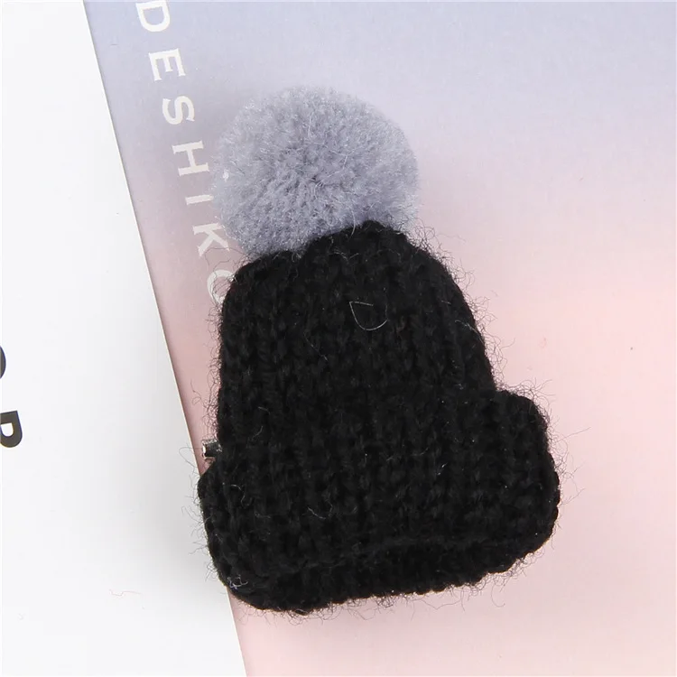 7 цветов Милая Мини вязаная шляпка для волос брошь шпильки свитера значок