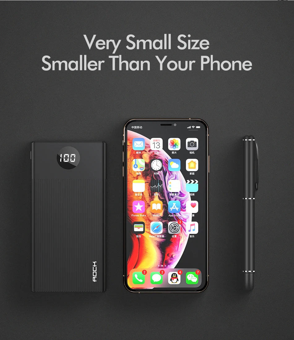 ROCK power Bank 10000 мАч портативное зарядное устройство 10000 мАч USB PoverBank Внешнее зарядное устройство для Xiaomi Mi 9 8 iPhone