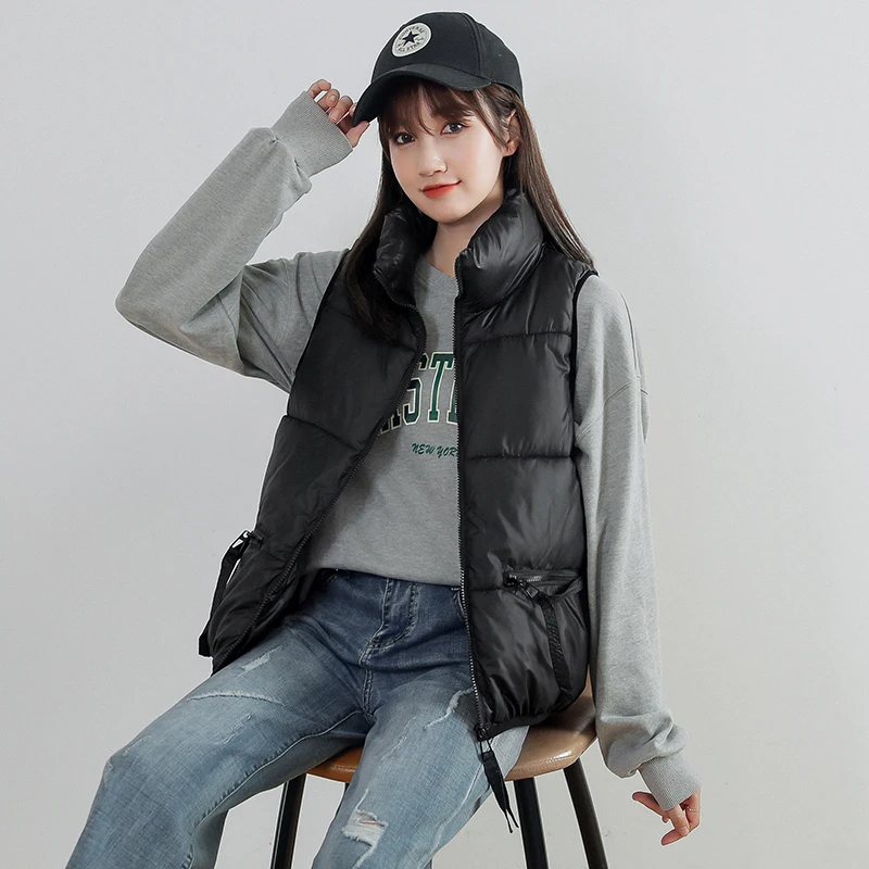 

2021 Autumn Winter Women Vest Coat Casual Sleeveless Thick Warm padded Vest Fall Female Waistcoat korean style gilet dames