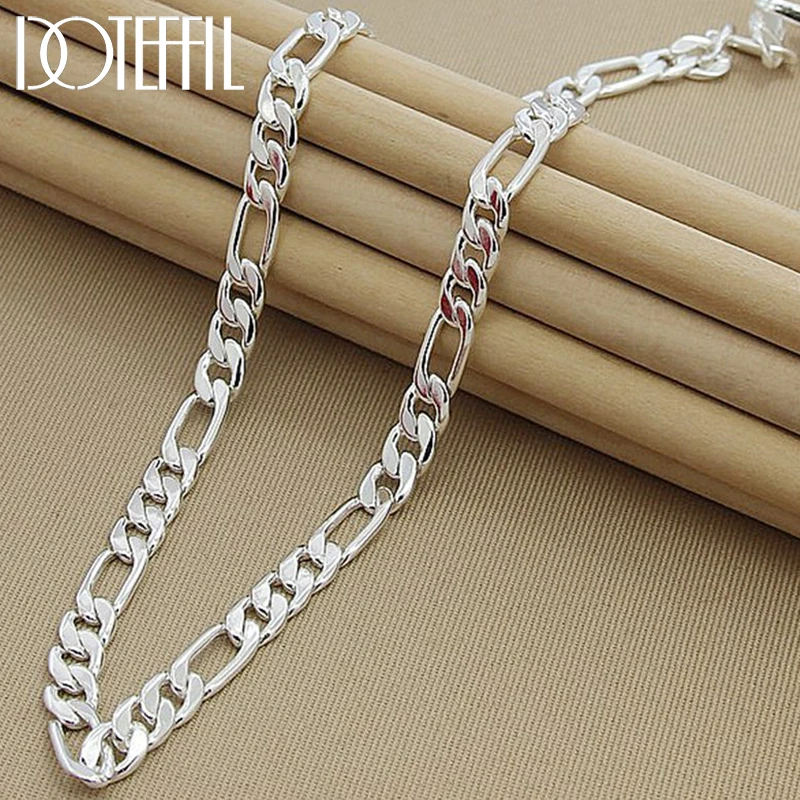 Ожерелье DOTEFFIL из 925 пробы серебра 8 мм цепочка с боковыми дорожками для мужчин и