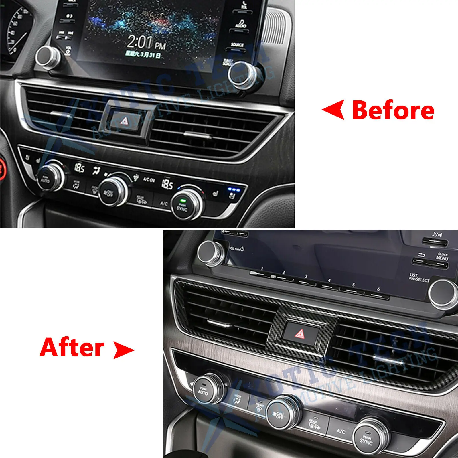 

Carbon Fiber ABS Center Dashboard Air Vent Cover Trim For Honda Accord 2018-2020 car accessories