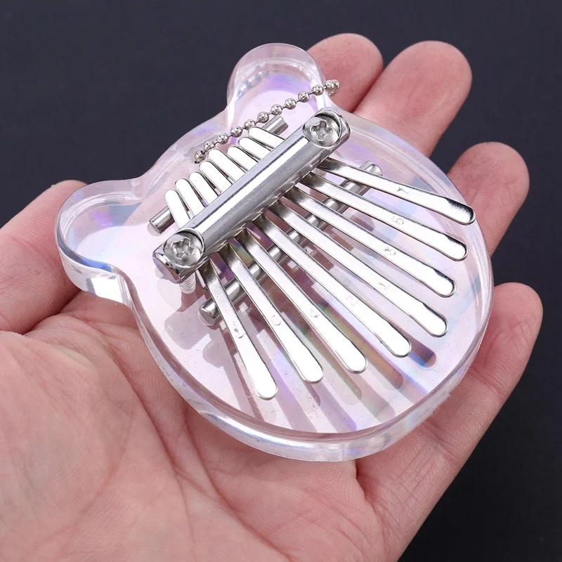 

8 Key Colorful Kalimba Thumb Piano,Mini Transparent Acrylic Finger Piano Musical Instrument for Beginners,Bear