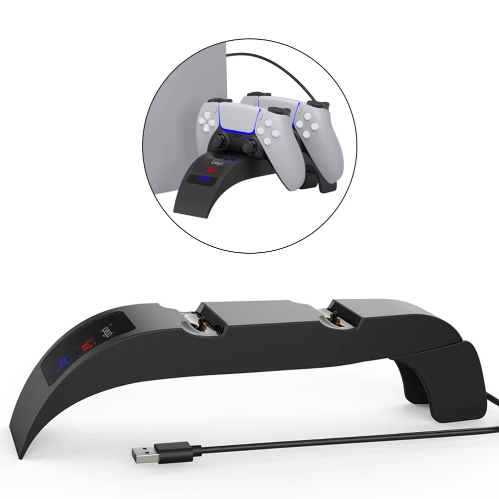 

Двойное зарядное устройство для игрового контроллера для PS5, геймпад, зарядная док-станция, светодиодный индикатор, блок питания