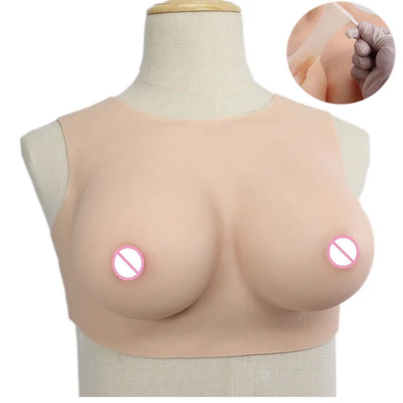 Soft Silicone Breast Forms Round Collar Realistic Fake Boobs Enhancer Tits For Transgender Drag Queen Shemale Crossdresser Sissy
