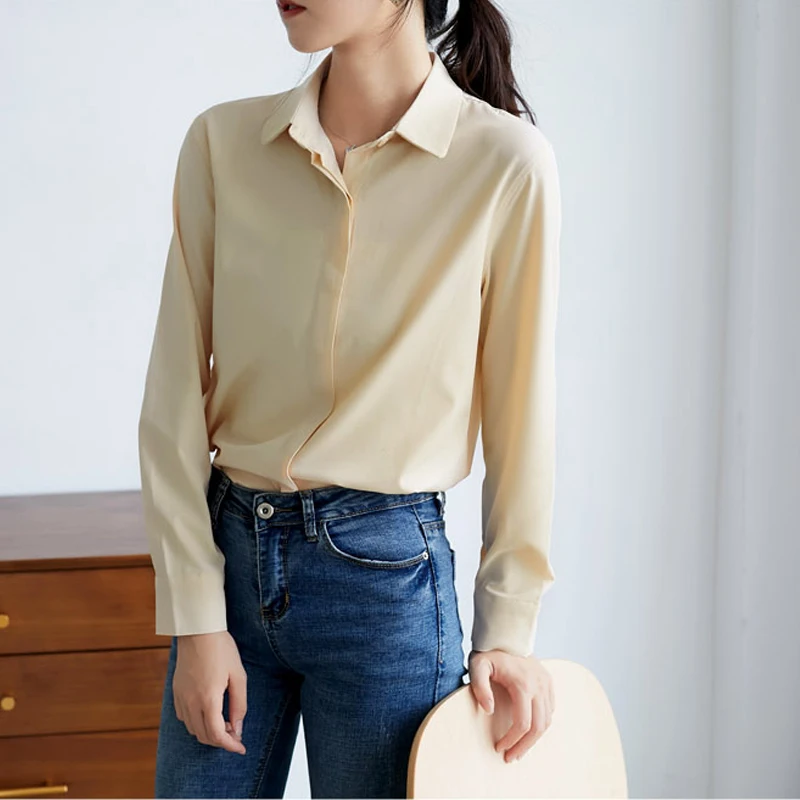 Весенние топы 2020 новинка Корейская шифоновая рубашка с длинным рукавом для