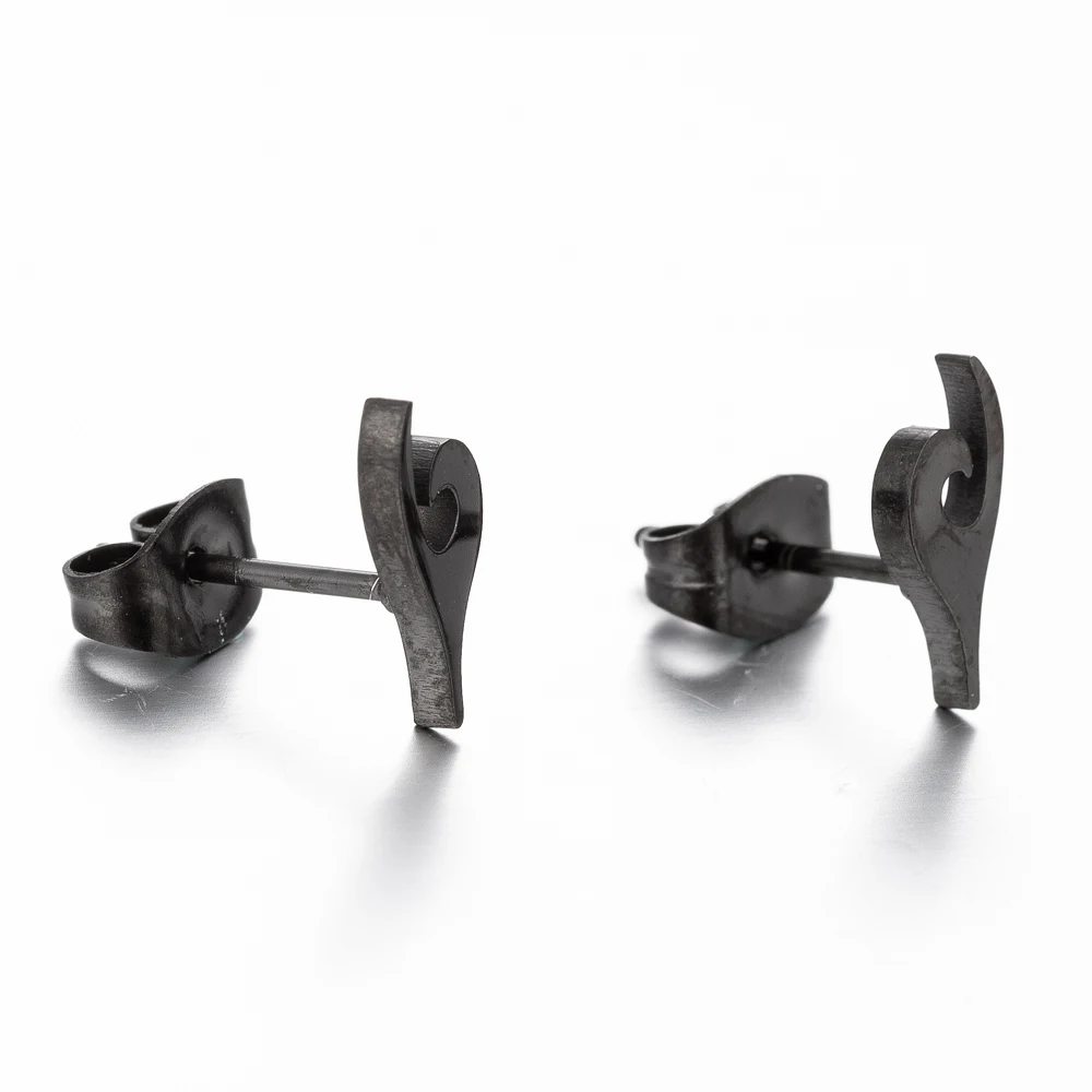 Hfarich серьги из нержавеющей стали в стиле панк черного цвета с натуральными