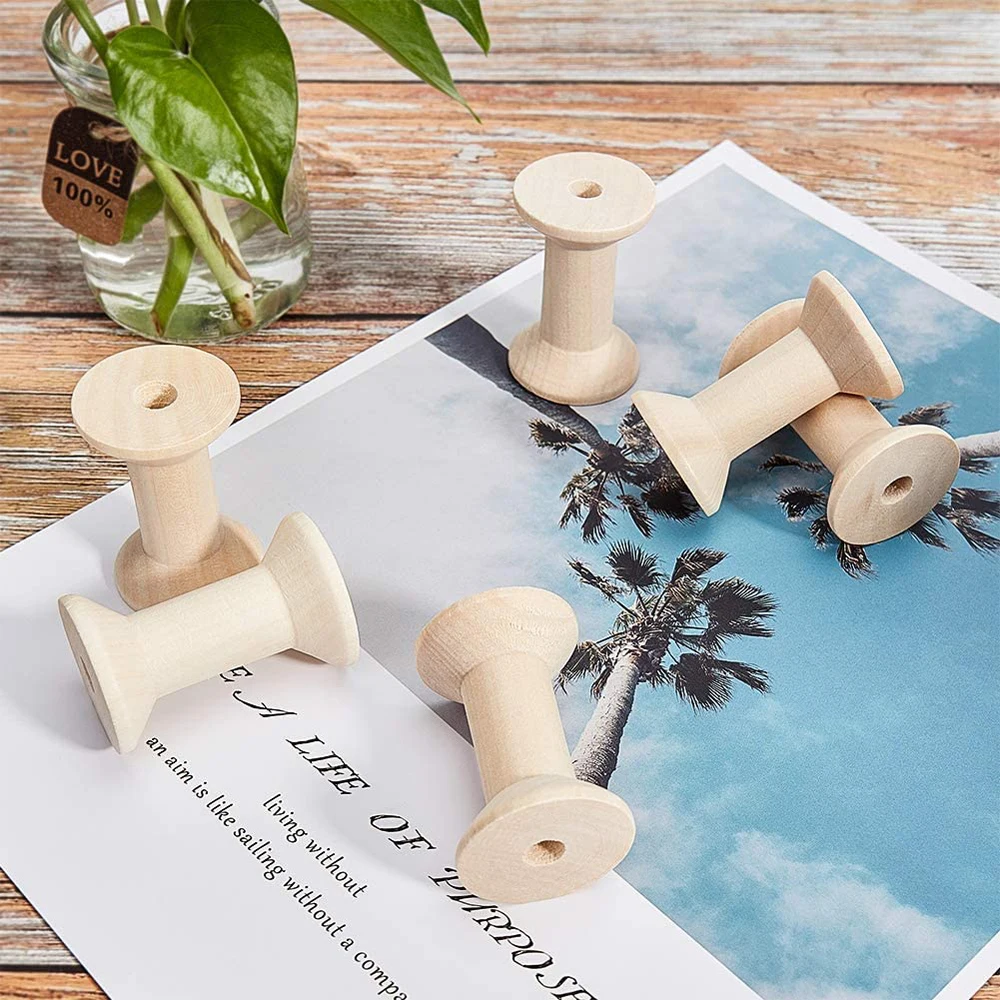 10pcs Wooden Empty Thread Spools Natural Color Spool Coils Winder for Sewing Cross Stitch Supplies Accessories | Дом и сад