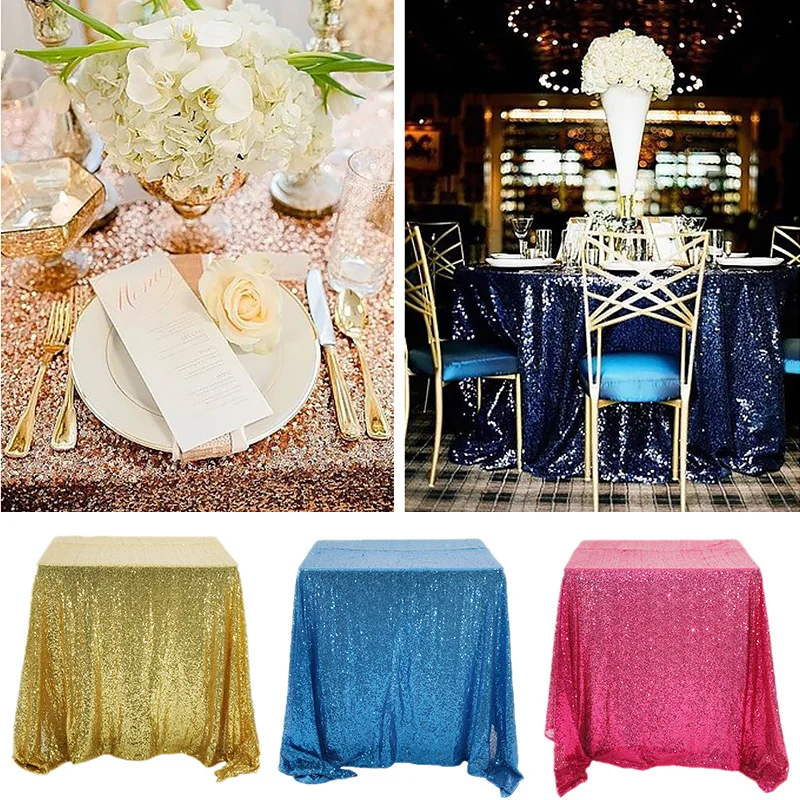 Glitter Sequin Table Cloth Rectangular Table Cover Rose Gold/Silver Color Tablecloth For Wedding Party Home Decor 120*180cm images - 6