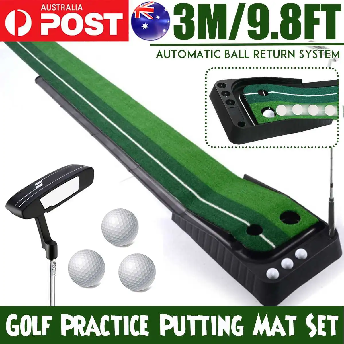 3 м коврик для гольфа тренажер клюшки зеленый Тренировочный Набор мяч возврата