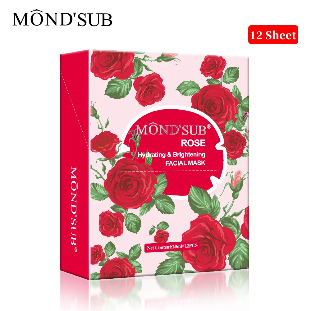 

12pcs Women Rose Moisturizing Face Mask Coconut Chamomile Lavender Skin Care Oil Control Whitening Replenishment Facial Masks