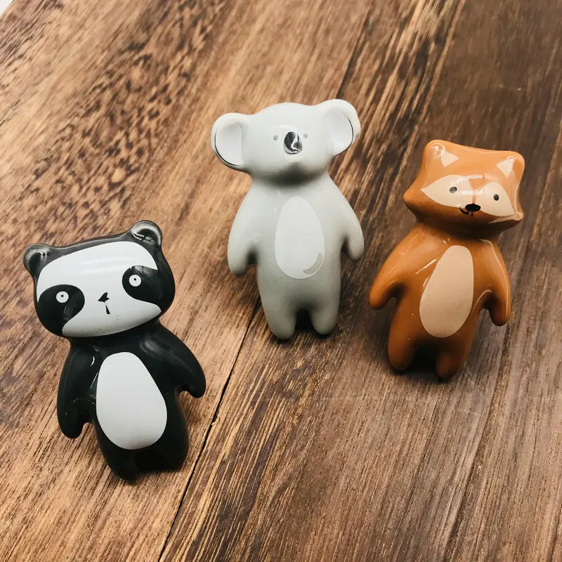 1x керамическая ручка фарфоровая в мультяшном стиле для мебели шкафа комода дома