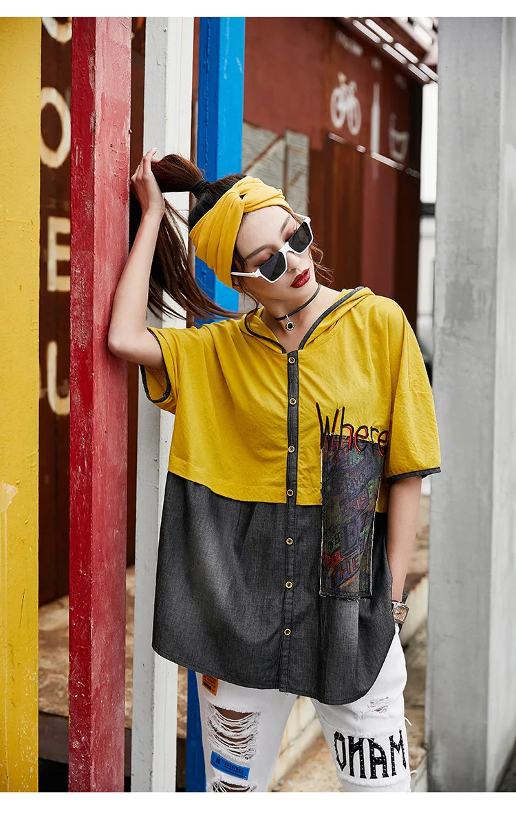 Max LuLu модные роскошные корейские стильные женские повседневные уличные джинсовые топы с капюшоном и блузки винтажные Лоскутные рубашки