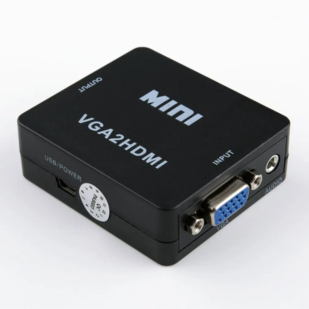 Мини 1080P VGA к HDMI Женский Full HD видео коробка адаптера конвертера для ТВ ноутбука