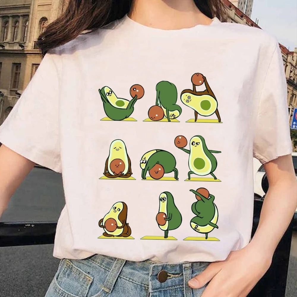 

New Avocado Shirt Vegan T Shirt Women Harajuku Kawaii Short Sleeve T-shirt 90s Korean Style Tshirt Fashion Top Tees Female Funny