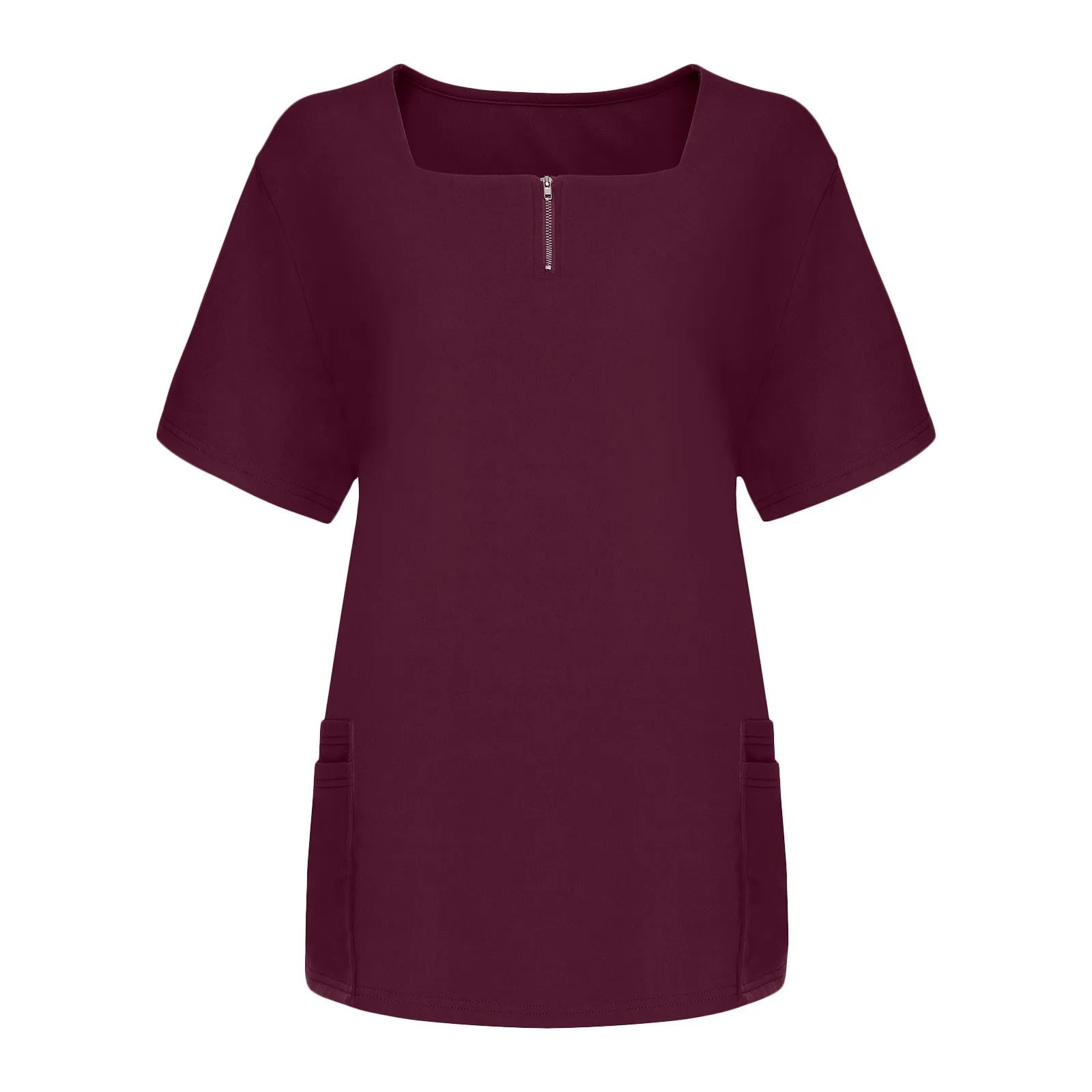 

gorro enfermera U-Neck Scrubs Women Tops Solid Short Sleeve Working Uniforms T-Shirt Beauty Salon Pet Shop Workwear Blouse J30