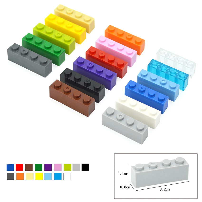 40PCS DIY 1x4 Dots Building Blocks Thick Figures Bricks Educational Creative Size 1*4 Compatible With 3010 Toy for Children | Игрушки и